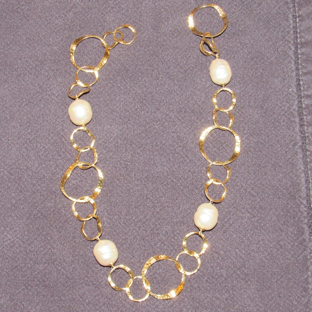 Karine Sultan chain link necklace; gold & pearl